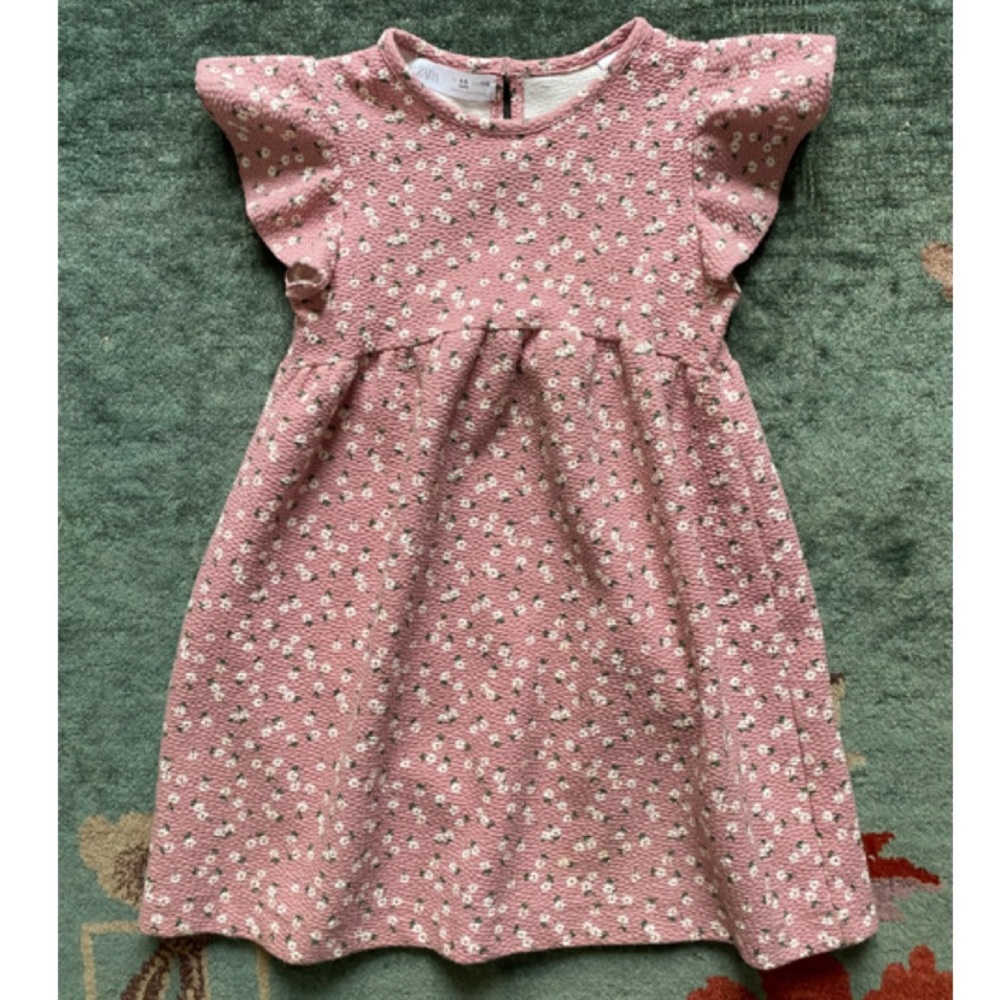 Zara little girls pink floral dress